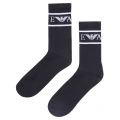 Mens Black Monogram 2 Pack Sport Socks 105205 by Emporio Armani from Hurleys