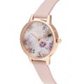 Womens Dusty Pink/Blush/Rose Gold Sunlight Florals Leather Watch 59454 by Olivia Burton from Hurleys