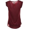 Womens Biker Berry Polly Plains Capped Sleeve Top