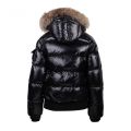 Womens Black Aviator Shiny Fur Hooded Jacket 98862 by Pyrenex from Hurleys