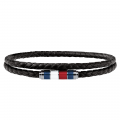 Mens Black Leather Double Wrap Bracelet 83020 by Tommy Hilfiger from Hurleys