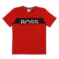 Boys Red Big Logo Colourblock S/s T Shirt 45547 by BOSS from Hurleys