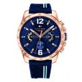 Mens Rose Gold/Navy/Blue Decker Silicone Watch 44216 by Tommy Hilfiger from Hurleys
