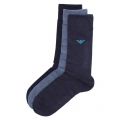 Mens Blue Melange Logo 3 Pack Socks Gift Set 20045 by Emporio Armani Bodywear from Hurleys