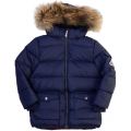 Boys Amiral Authentic Fur Hooded Matte Jacket (8yr+)