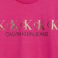 Girls Hot Magenta Repeat Foil Logo T Shirt Dress 90603 by Calvin Klein from Hurleys