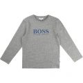 Boys Grey Marl Branded L/s T Shirt 13298 by BOSS from Hurleys
