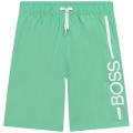 Boys Green Branded Leg Swim Shorts 104601 by BOSS from Hurleys