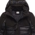 Boys Black Padded Hybrid Goggle Hooded Jacket 77566 by C.P. Company Undersixteen from Hurleys