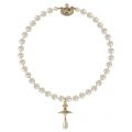Womens Gold/Pearl One Row Pearl Drop Choker 82385 by Vivienne Westwood from Hurleys