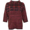 Womens Black & Riot Red Dogstooth Check Knits Jumper