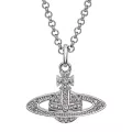 Womens Platinum/Crystal Mini Bas Relief Pendant Necklace 126877 by Vivienne Westwood from Hurleys