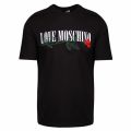 Mens Black Logo Rose Regular Fit S/s T Shirt 39400 by Love Moschino from Hurleys