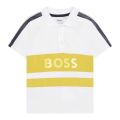 Kids White Double Stripe S/s Polo Shirt 111325 by BOSS from Hurleys