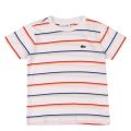 Boys White Multi Stripe S/s T Shirt 38606 by Lacoste from Hurleys