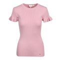 Womens Pale Pink Tashhaa Frill Rib Knitted Top 84639 by Ted Baker from Hurleys
