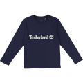 Boys Navy Logo L/s T Shirt 13351 by Timberland from Hurleys