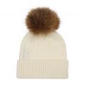 Womens Chalk White/Natural Cable Hat with Fur Pom 78192 by BKLYN from Hurleys