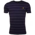 Mens Navy Birdseye Stripe S/s Tee Shirt 56610 by Lyle and Scott from Hurleys