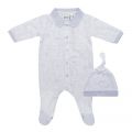 Baby Pale Blue/White Hat + Babygrow Set 101855 by BOSS from Hurleys