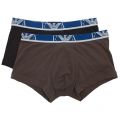 Mens Smoke & Marine Logo Band 2 Pack Trunks 15075 by Emporio Armani from Hurleys