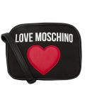Womens Black Heart Canvas Crossbody Bag 41342 by Love Moschino from Hurleys