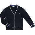 Boys Navy Tipped Branded Cardigan 37351 by BOSS from Hurleys