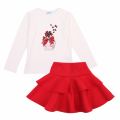 Girls Natural/Red Perfume L/s T Shirt & Skirt Set 48505 by Mayoral from Hurleys