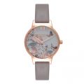 Womens London Grey & Rose Gold Signature Floral Midi Dial Watch 26050 by Olivia Burton from Hurleys