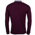 Mens Burgundy Striped Collar L/s Polo Shirt 61751 by Lacoste from Hurleys