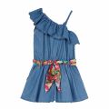 Girls Light Blue Frill Denim Playsuit 58346 by Mayoral from Hurleys