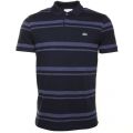 Mens Navy Striped Regular Fit S/s Polo Shirt