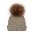 Womens Oatmeal/Brown Baby Pink Wool Hat with Pom 47576 by BKLYN from Hurleys