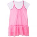 Girls White/Pink Net Overlay Dress 105235 by Billieblush from Hurleys