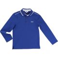 Boys Blue Tipped Branded L/s Polo Shirt