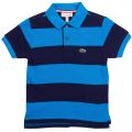 Boys Wxz Turqoise Striped S/s Polo Shirt 71321 by Lacoste from Hurleys