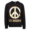 Mens Black/Gold Peace Logo Crew Sweat Top 47874 by Love Moschino from Hurleys