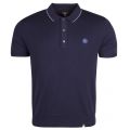 Mens Navy Tipped Knitted S/s Polo Shirt 26230 by Pretty Green from Hurleys