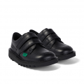 Kickers School Shoes Infant Black Kick Lo Twin Strap Velcro (5-12)