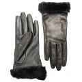 Womens Black Classic Leather Smart Technology Gloves
