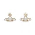 Gold/Pearl/White Iris Bas Relief Earrings 47212 by Vivienne Westwood from Hurleys