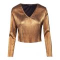 Womens Gold Metallic Taina Metallic Pleat V Neck Top 97234 by French Connection from Hurleys