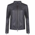 Casual Womens Darkest Grey Jafable Leather Jacket 34515 by BOSS from Hurleys