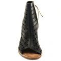 Womens Black Leather Basket-Weave Majorca Boots