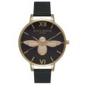 Womens Black Dial & Gold Animal Motif Moulded Bee Watch