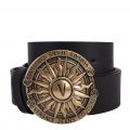 Womens Black Round Sunflower Leather Belt 101304 by Versace Jeans Couture from Hurleys