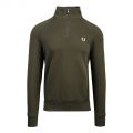 Mens Hunting Green 1/2 Zip Through Sweat Top 100156 by Fred Perry from Hurleys