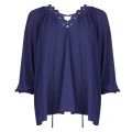 Womens True Navy Scallop Edge Lace Up Neck Blouse 27458 by Michael Kors from Hurleys