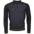 Mens Dark Blue Waywin Knitted L/s Polo Shirt 9742 by Ted Baker from Hurleys