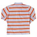 Boys Grey Striped L/s Polo Shirt